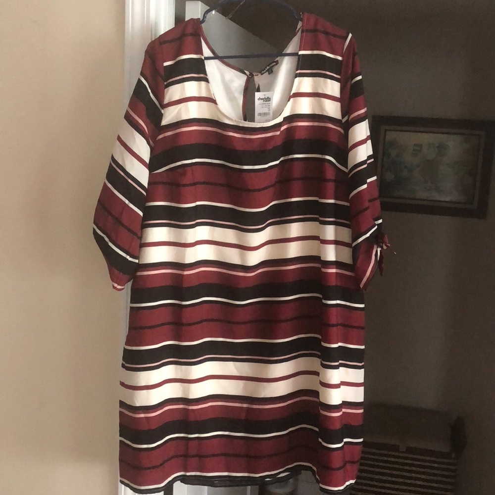 Striped color block shift dress